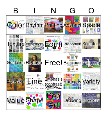 ART VOCABULARY Bingo Card