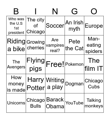 Fiction vs NonFiction Bingo Card