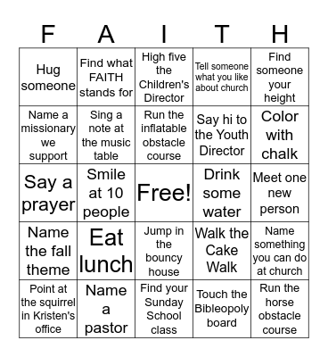 Fall Extravaganza Bingo Card