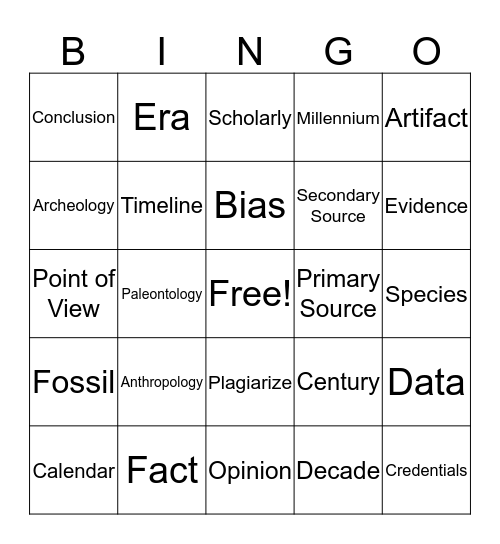 Social Studies Review Bingo Card