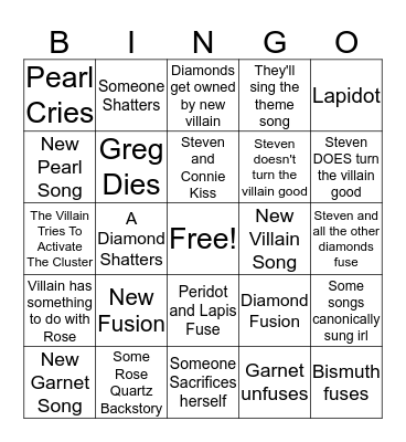 Steven Universe Movie Bingo Card