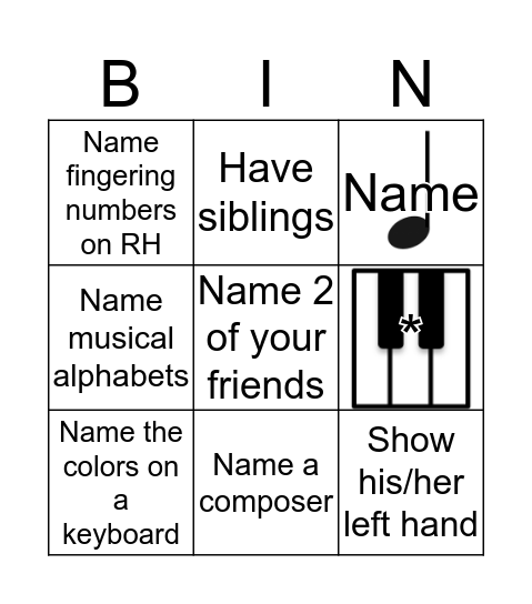 Find Your Friends Bingo Card