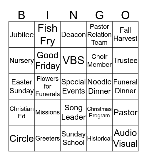 Volunteer Bingo Black Out Bingo Card
