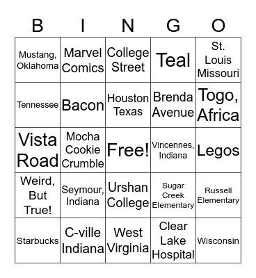 Where's Peyton? Bingo Card