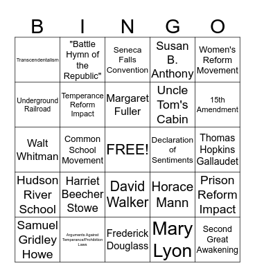 Reform/Culture Bingo Card