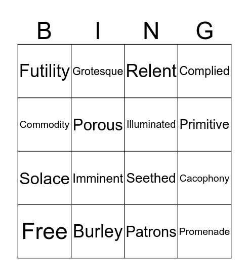 The Five People You Meet In Heaven Bingo Card