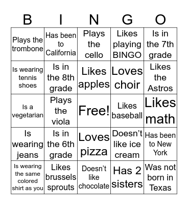 Find someone who... Bingo Card