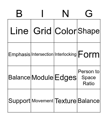 Milken Elements BINGO Card