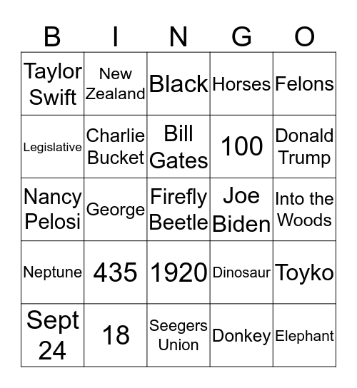 Bergvotes Bingo! Bingo Card