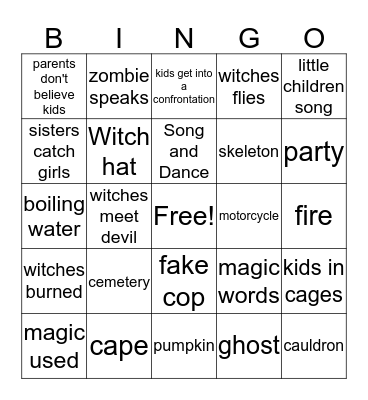 Hocus Pocus Bingo Card