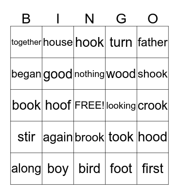 Lessons 22 & 23 WTK and OO words Bingo Card