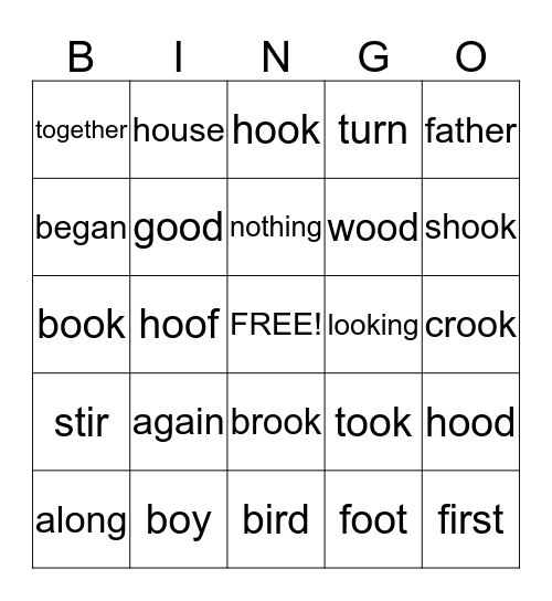 Lessons 22 & 23 WTK and OO words Bingo Card