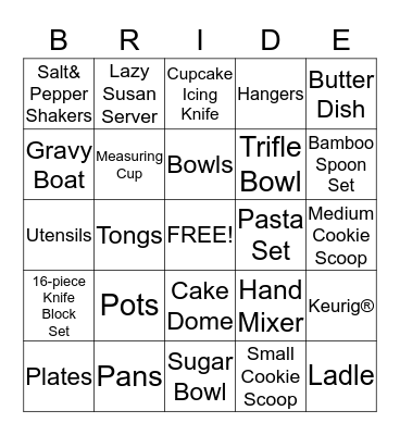 ɑϻɑɴԀɑ'ʂ ɞʀɪԀɑʟ ʂʜօωɛʀ Bingo Card