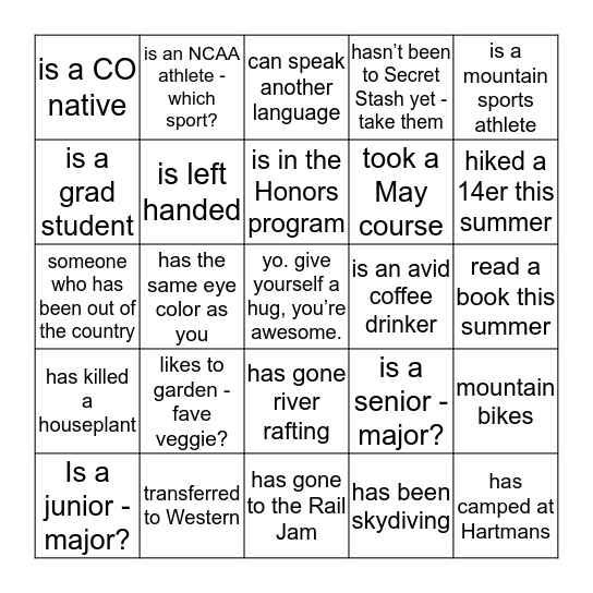 Find Someone Who... Bingo Card