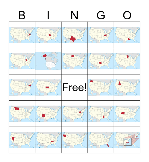 United States Geography Bingo Card