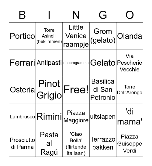 Madri a Bologna-Bingo Card