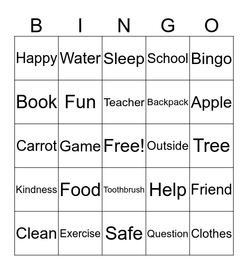 Wellness Day Bingo Card