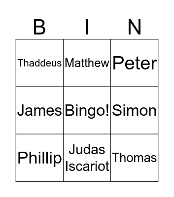 12 Disciples Bingo  Bingo Card