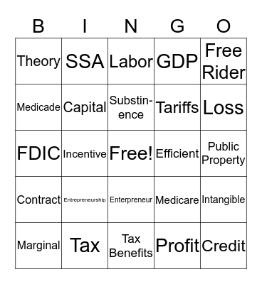 Free Enterprise Bingo Card