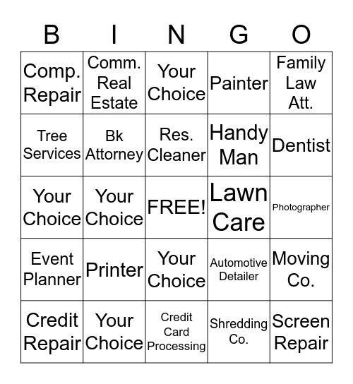 Member Extravagnza Bingo Card
