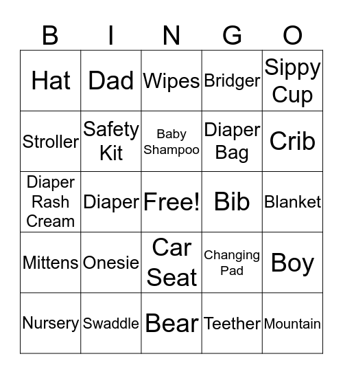 Bridger Bingo Card