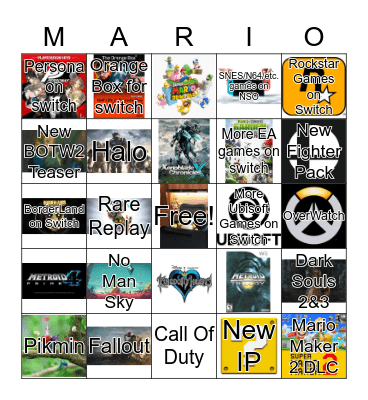 Nintendo Direct Bingo 9.4.19 Bingo Card