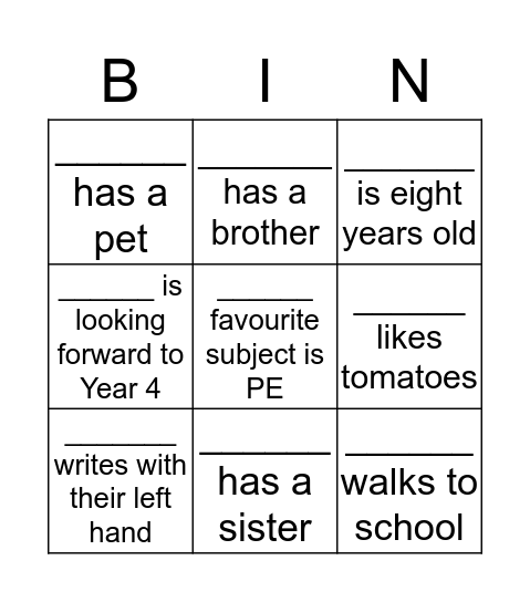 WEI WEI  Bingo Card