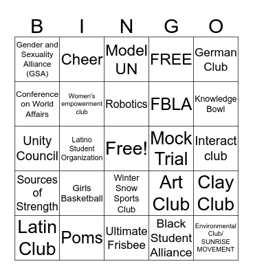 4 A's Rally BINGO Card