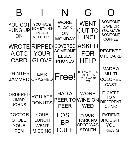 NAO BINGO Card