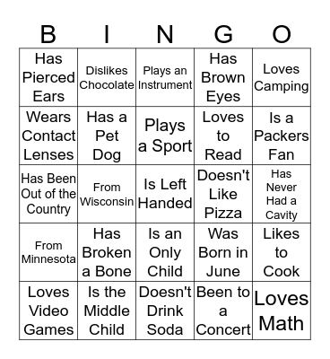 Find someone who... Bingo Card