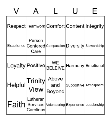 WE BELIEVE  Bingo Card