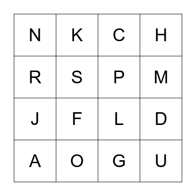 Alphabet Bingo Card