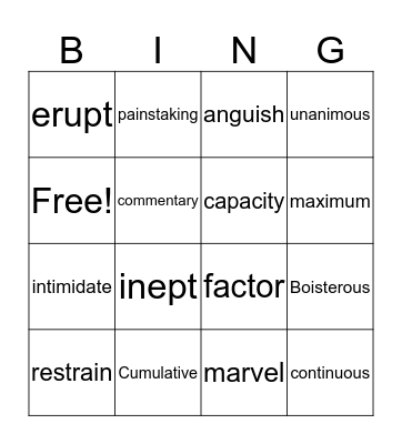 Bottom of the Nineth Bingo Card