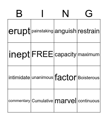 Bottom of the Nineth Bingo Card