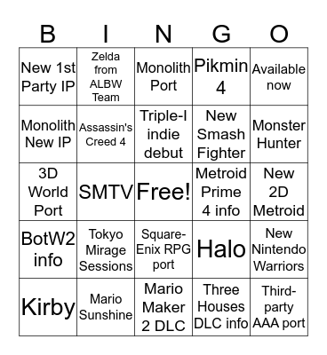 September 2019 Direct Bingo Card