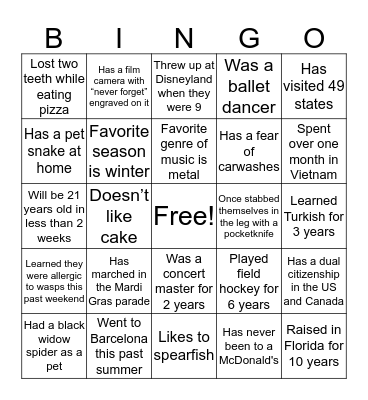 Bonnie Brae 15 FSEM Bingo Card