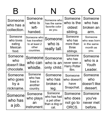 People Bingo Card