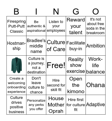 TKRG Company Culture BINGO Card