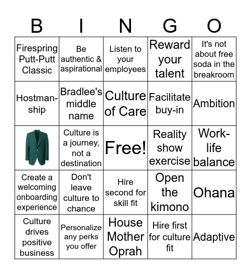 TKRG Company Culture BINGO Card