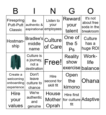 TKRG Company Culture BINGO Card