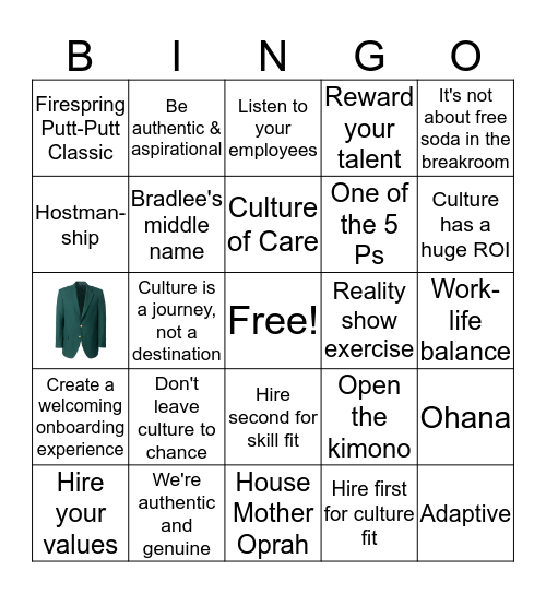 TKRG Company Culture BINGO Card