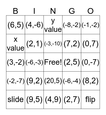 Reflection Bingo Card
