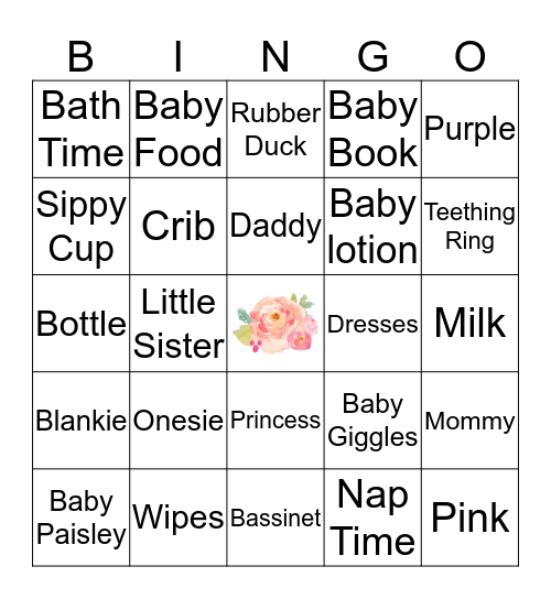 Baby Paisley's Bingo Card