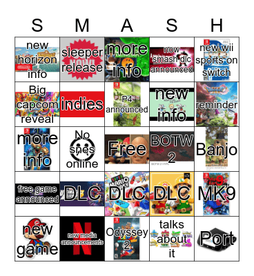 Nintendo Direct 09.04.2019 bingo Card