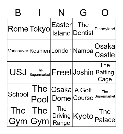 I`m going to... Bingo Card