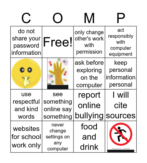 Acceptable Use Bingo Card