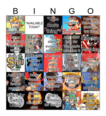 trihex's Nintendo Direct (2019-09-04) Bingo Card
