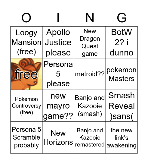 Oingo Boingo Brothers Bingo Card