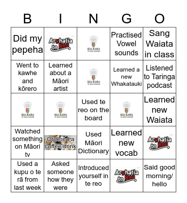 Te Wiki o Te Reo Māori  Bingo Card
