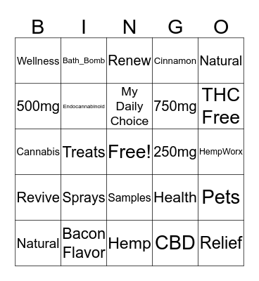 Chris Grim's HempWorx BINGO Game Bingo Card